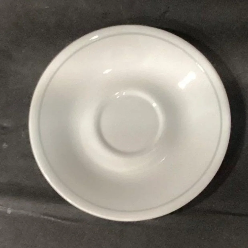 Corelle Corningware White‎ Saucers, Set of 4, Single Green Band, Vtg Dinnerware